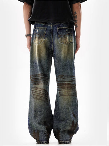 Dirty Retro Damaged Denim Pants