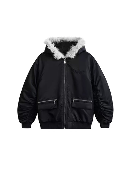 Fur Zip Hooded Jacket