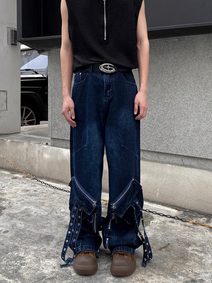 Belt Cargo Denim Pants