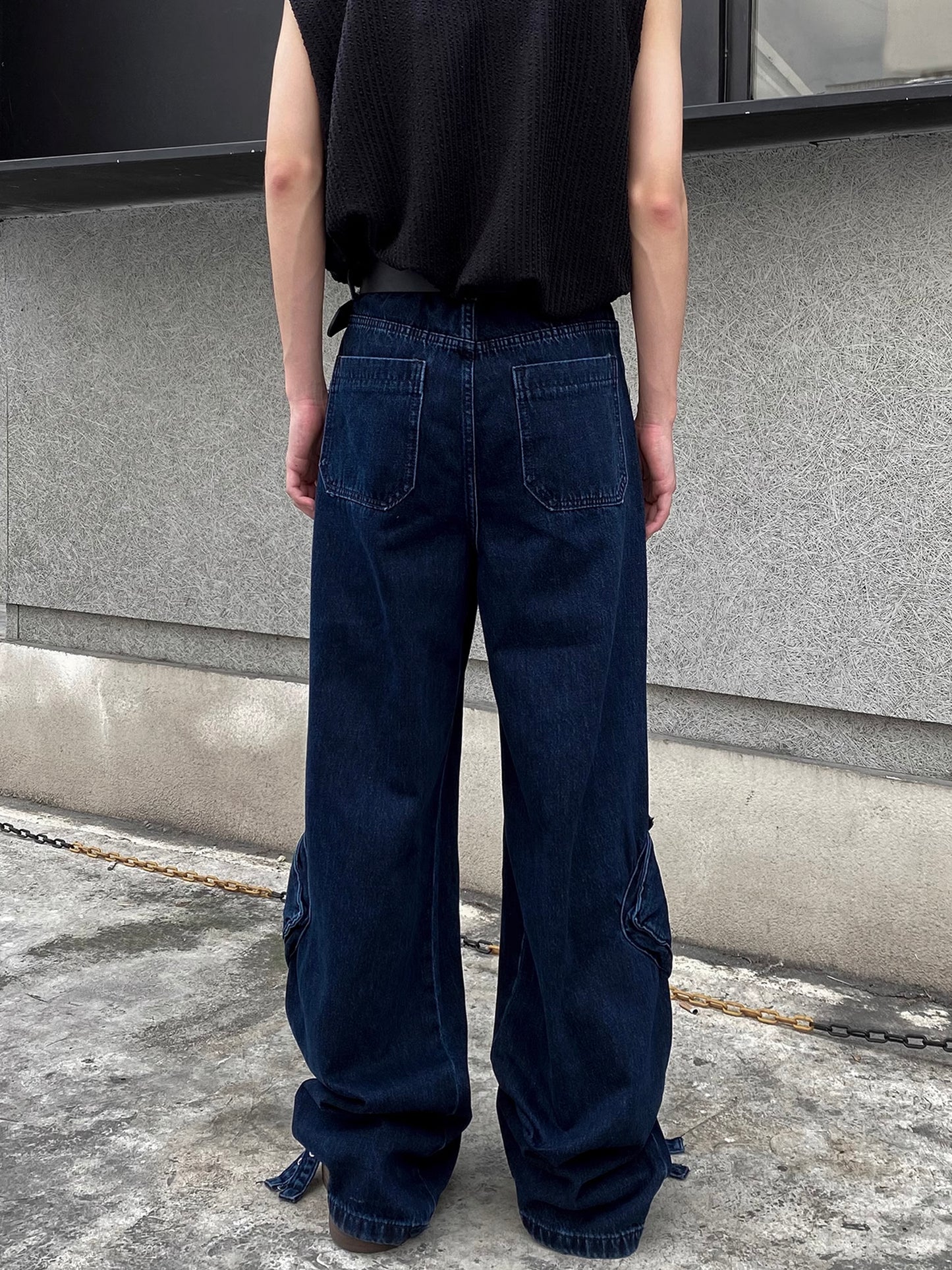 Belt Cargo Denim Pants