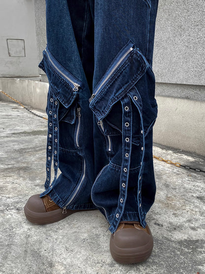 Belt Cargo Denim Pants