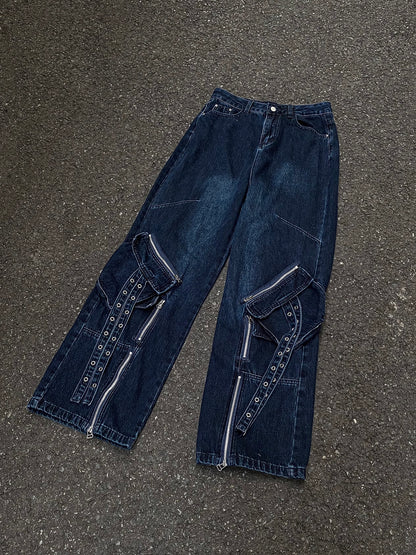 Belt Cargo Denim Pants