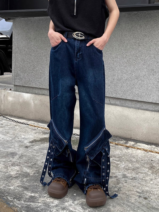 Old Washed Wide Denim Pants