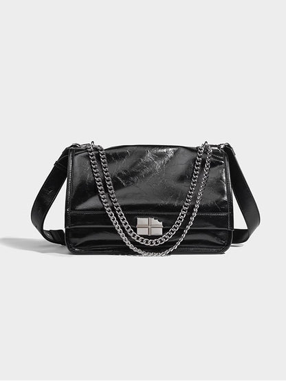 Retro Chain Leather Tote Bag