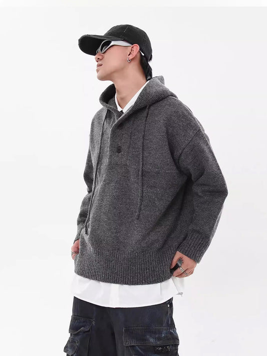 Button Knit Hoodie