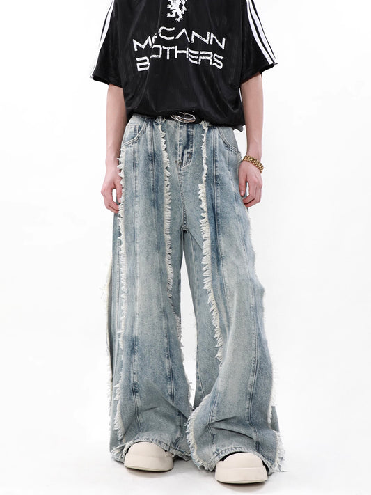 METAL COATING CARGO DENIM PANTS