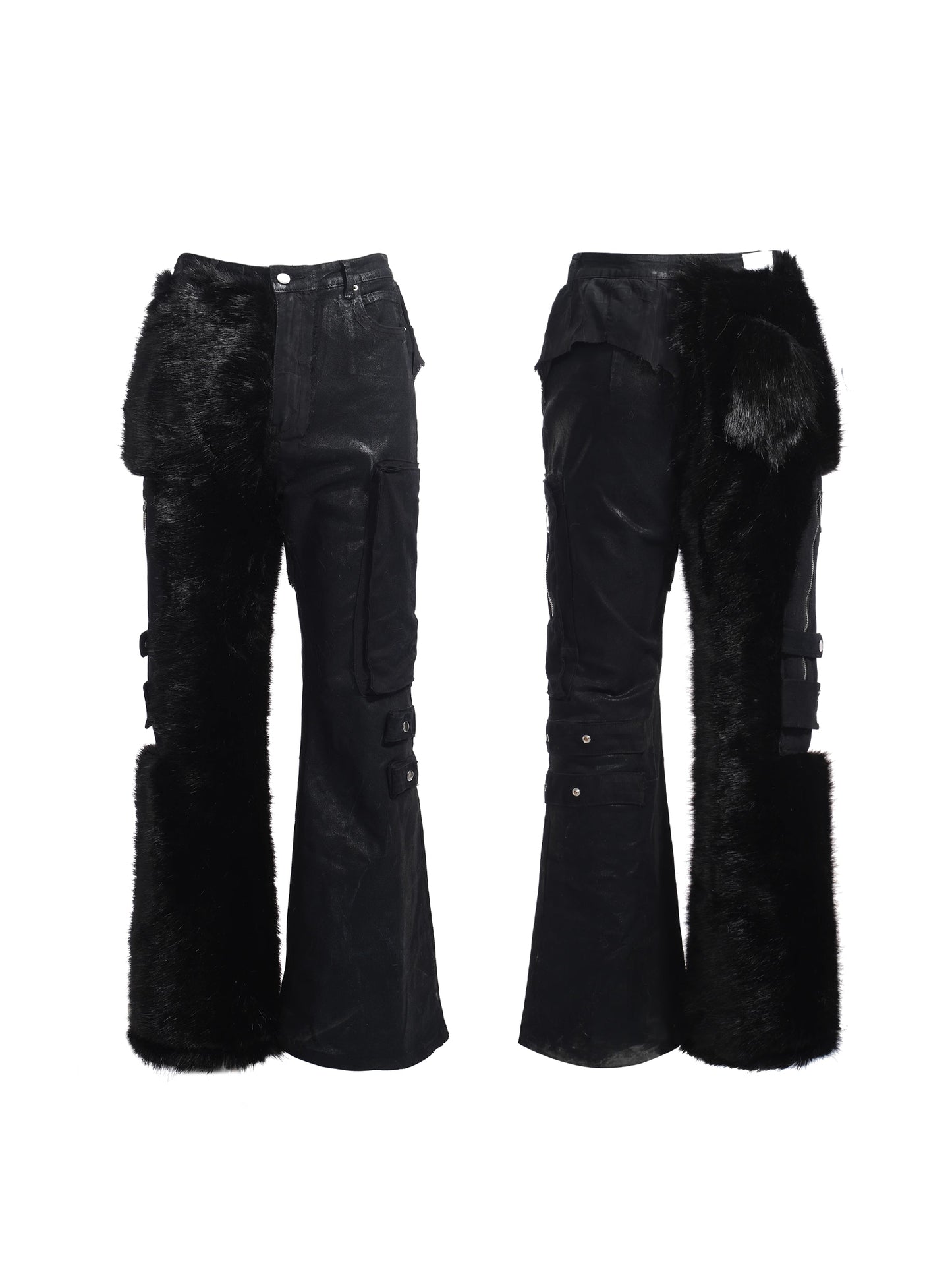 Shaggy Patent Leather Pants