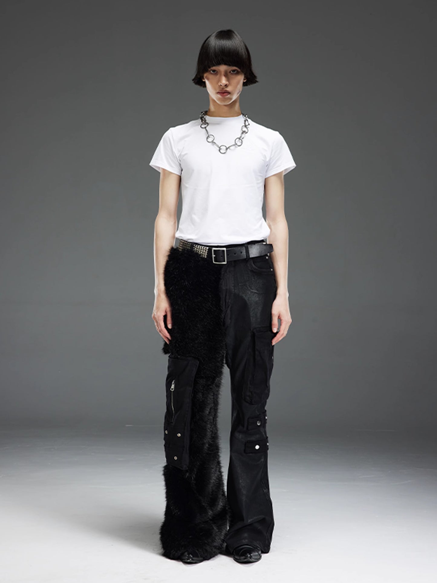 Shaggy Patent Leather Pants