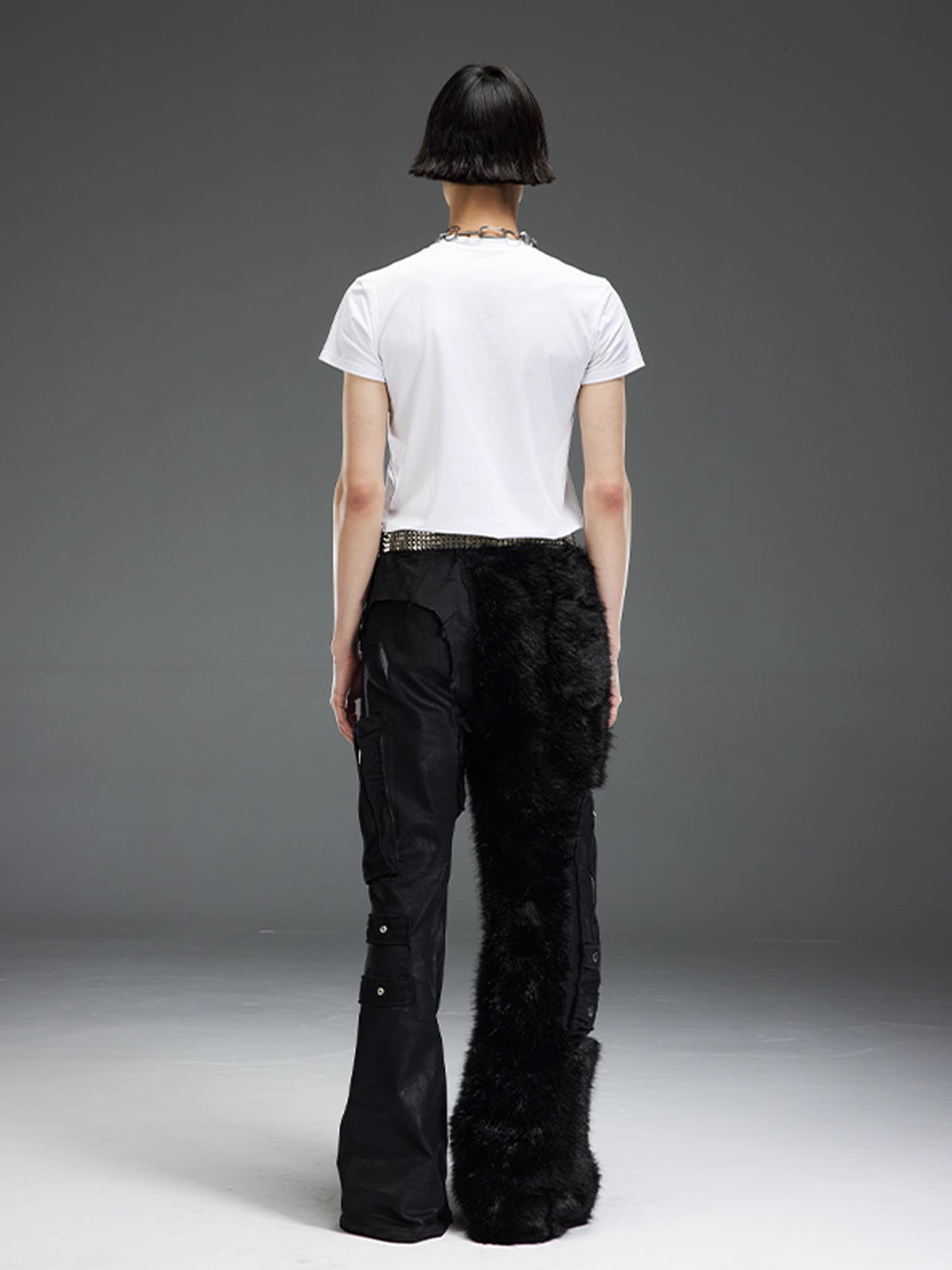 Shaggy Patent Leather Pants