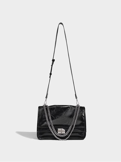 Retro Chain Leather Tote Bag