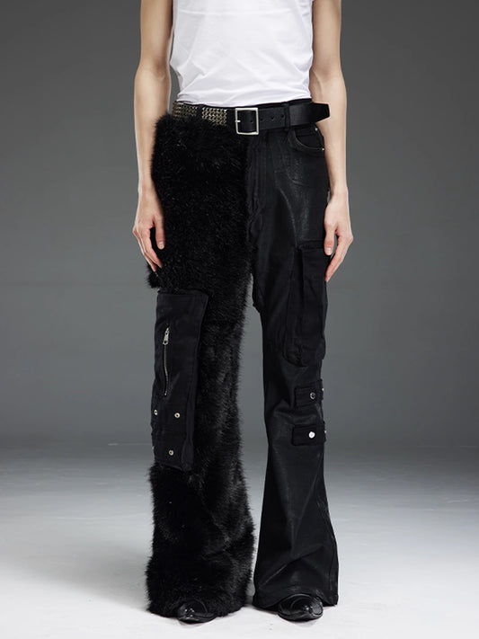 Shaggy Patent Leather Pants