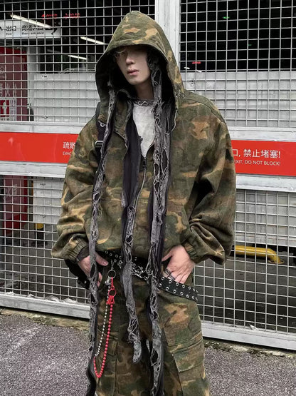 Camouflage Zipper Hooded Jacket