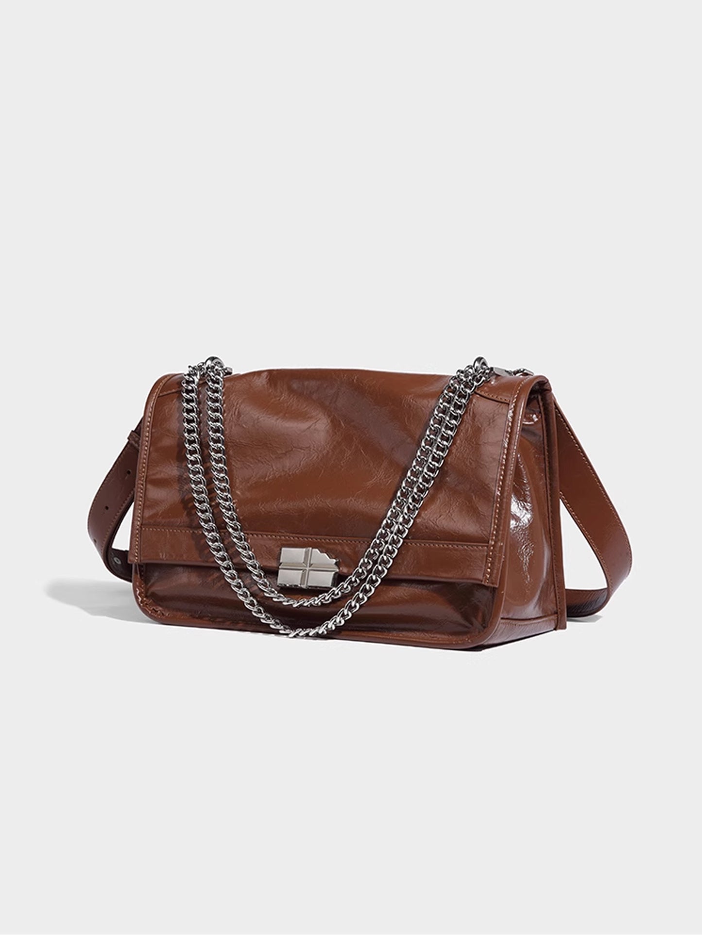 Retro Chain Leather Tote Bag