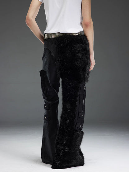 Shaggy Patent Leather Pants