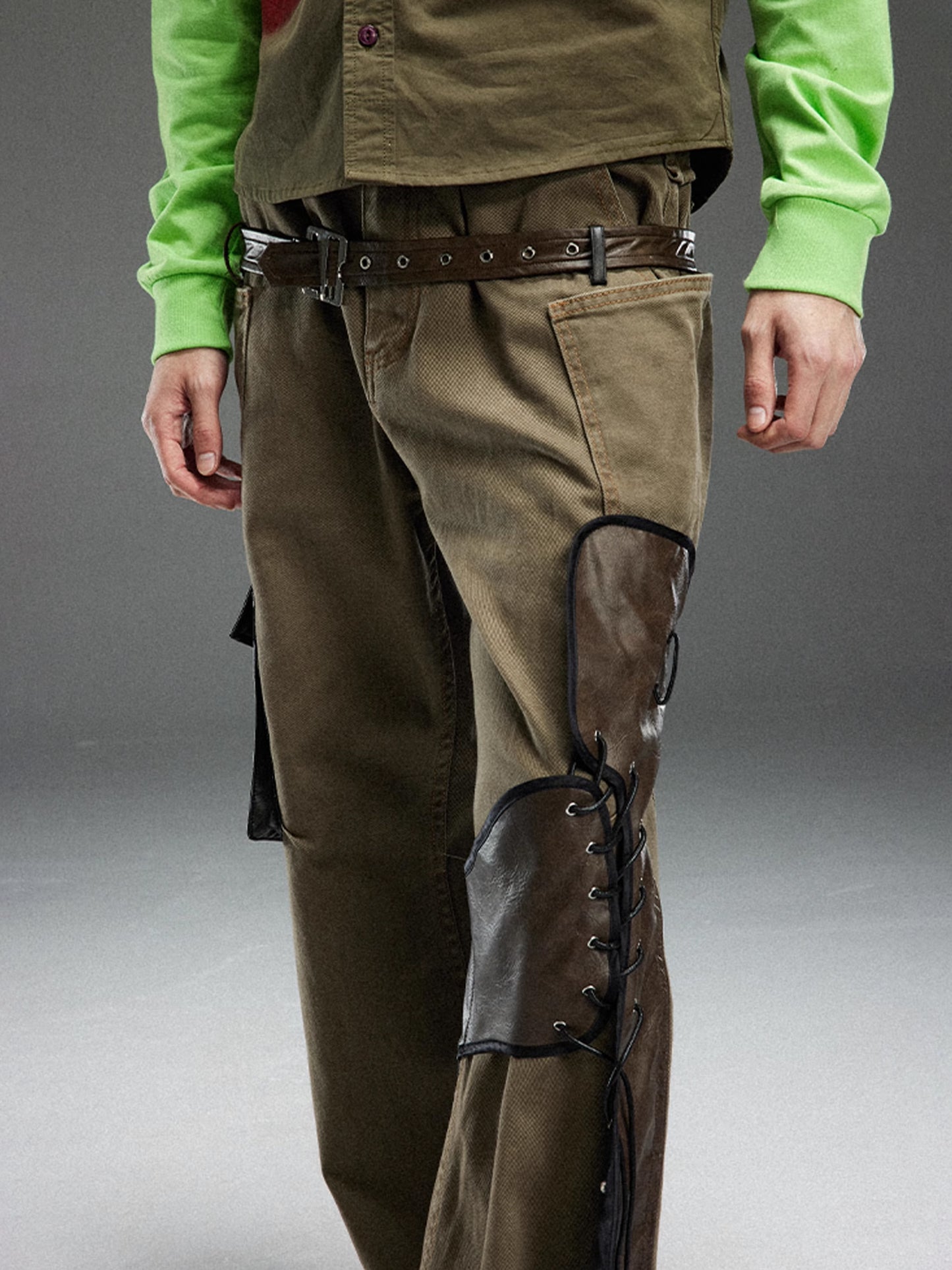 Double Belt Structured Pants