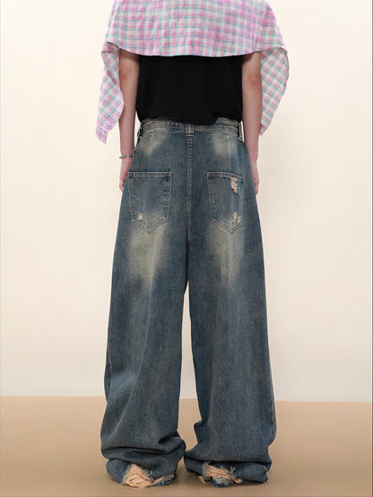 Old Washed Wide Denim Pants