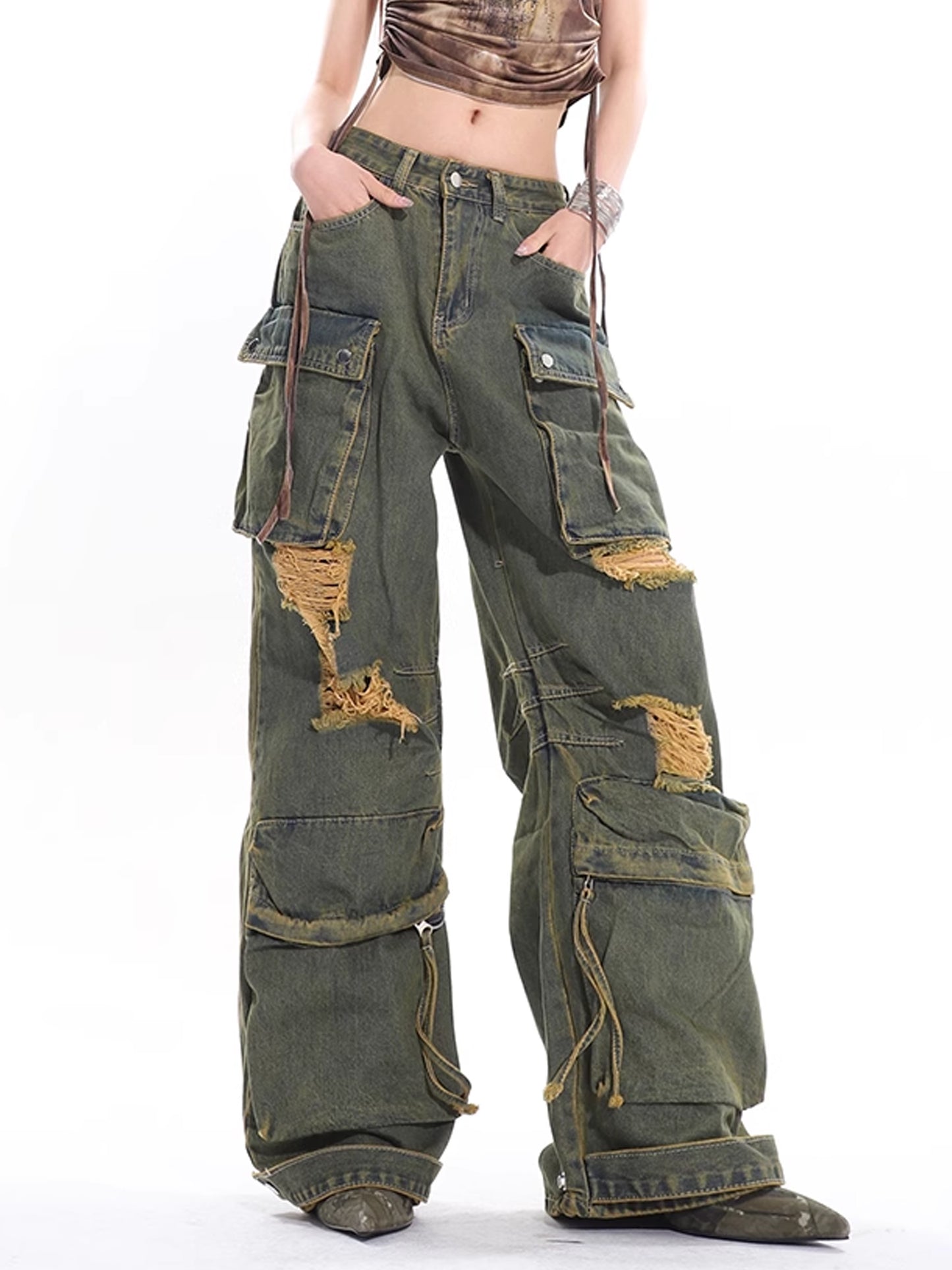 Drug Ground Denim Cargo Pants