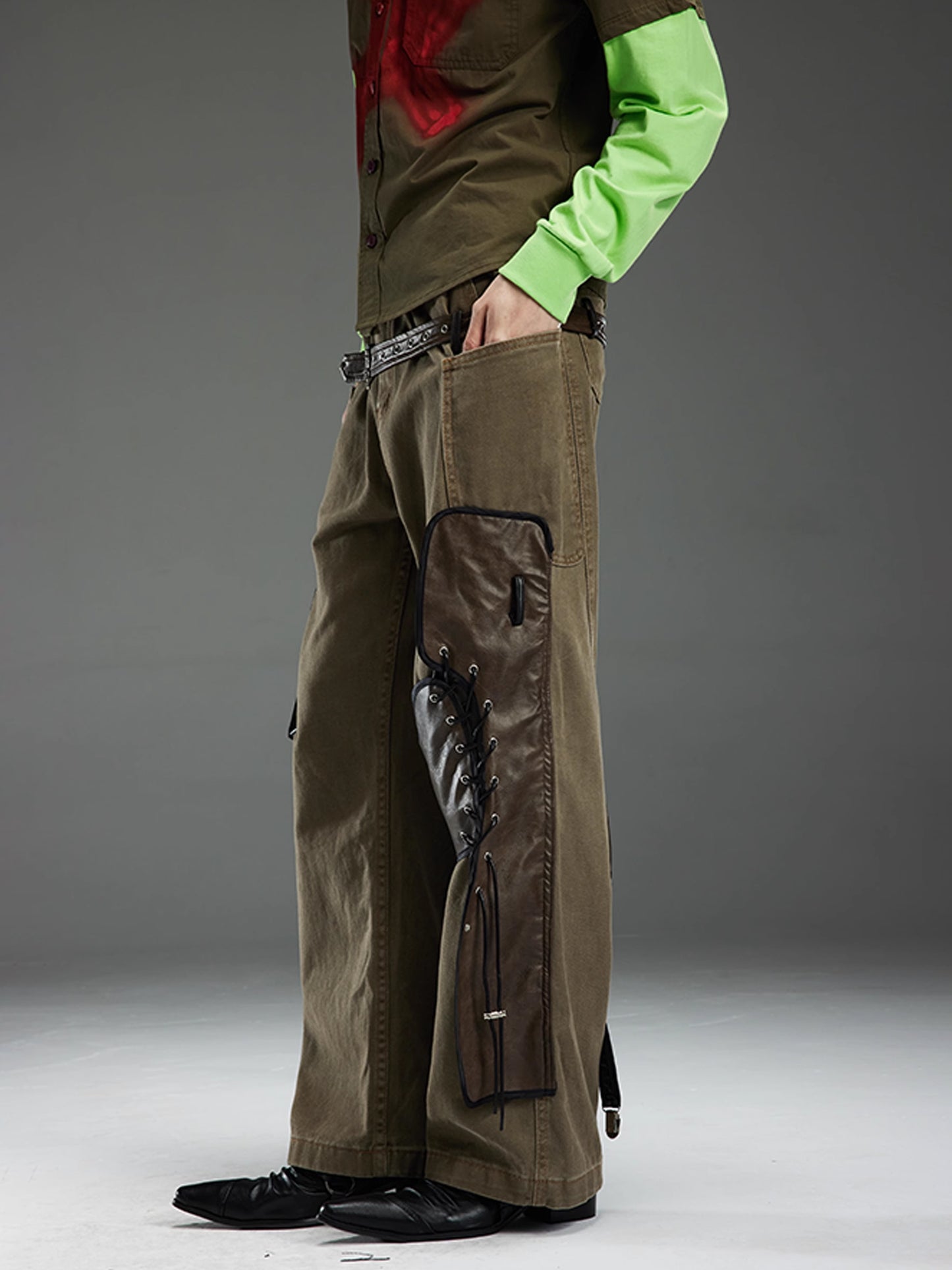 Double Belt Structured Pants