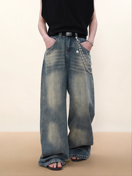 Old Washed Wide Denim Pants