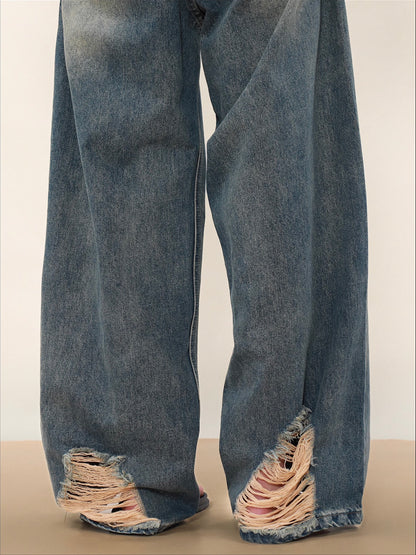 Old Washed Wide Denim Pants