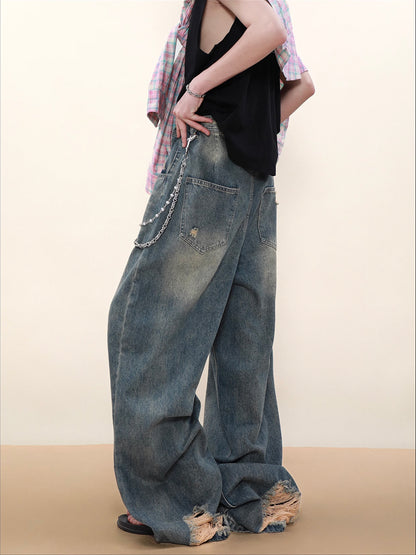 Old Washed Wide Denim Pants