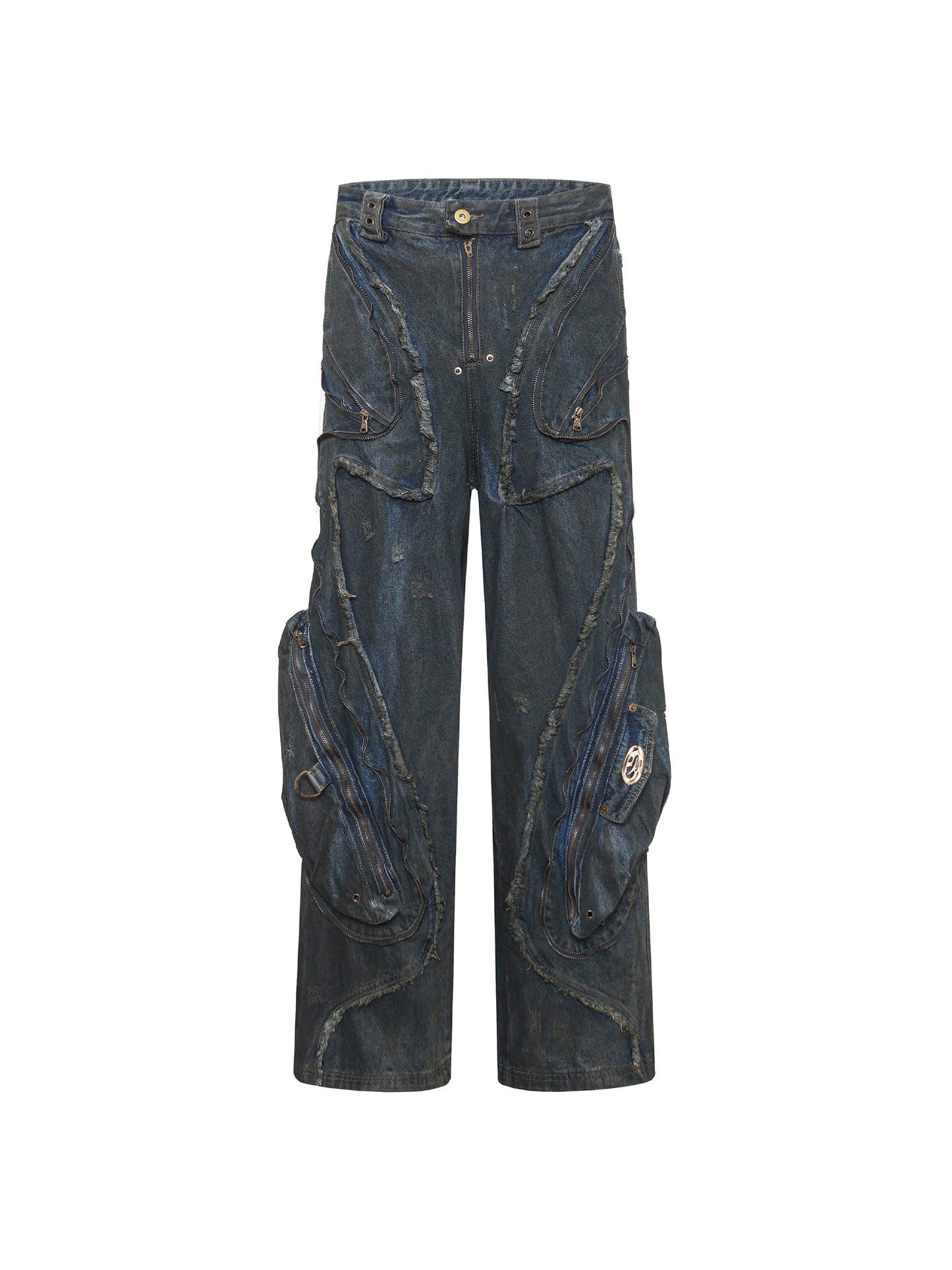 Splicing Cargo Denim Pants