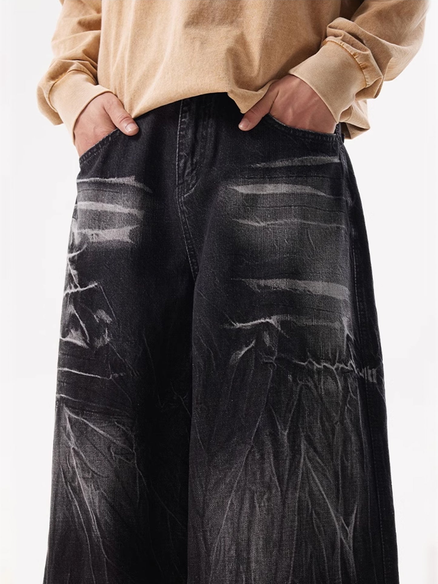 Lightning Baggy Ripple Denim Pants