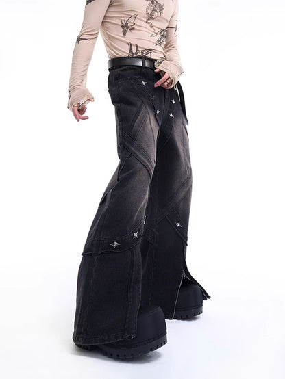 Metal Structure Cargo Denim Pants