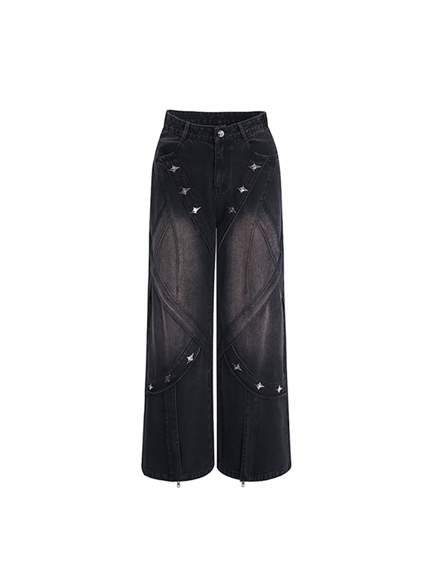 Metal Structure Cargo Denim Pants