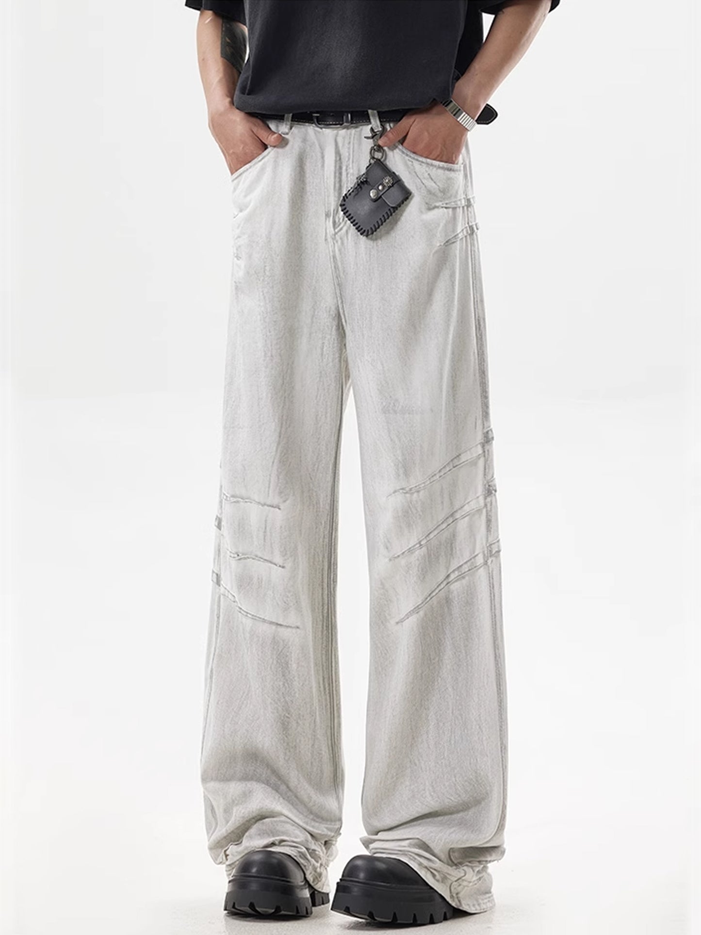 Dirty White Wide Denim Pants