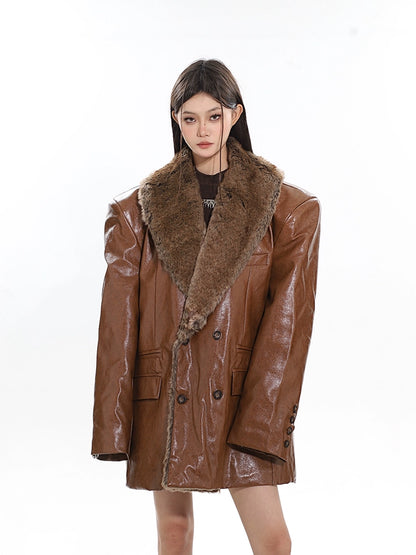 Fur Collar Leather Jacket