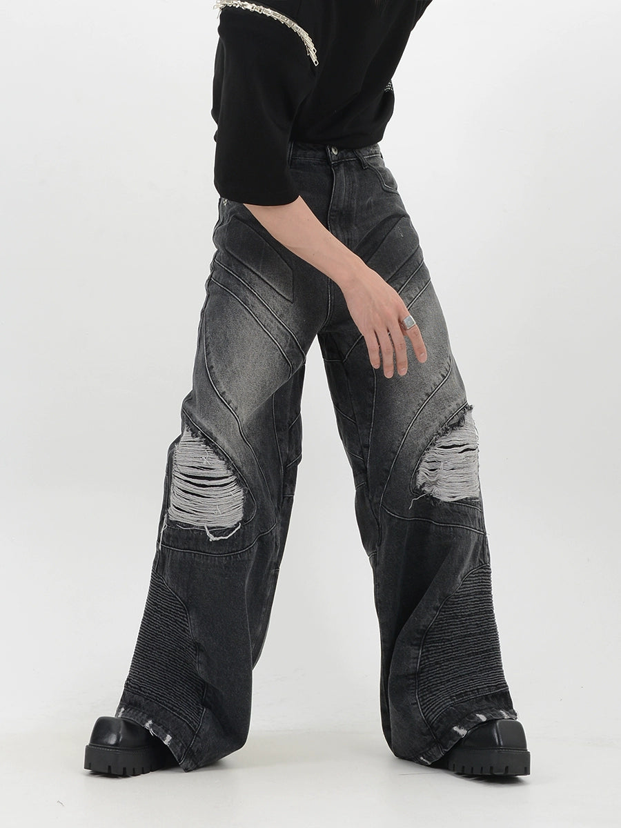 Vintage Washed Damage Denim Pants