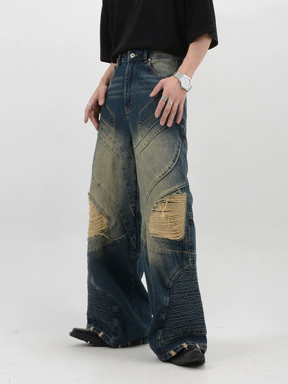 Vintage Washed Damage Denim Pants