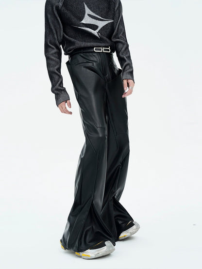 Leather Clean Fit Flare Pants