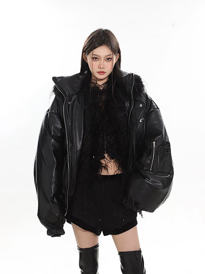 Fur Leather Down Jacket