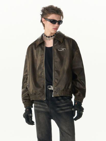 Biker Leather Lapel Jacket