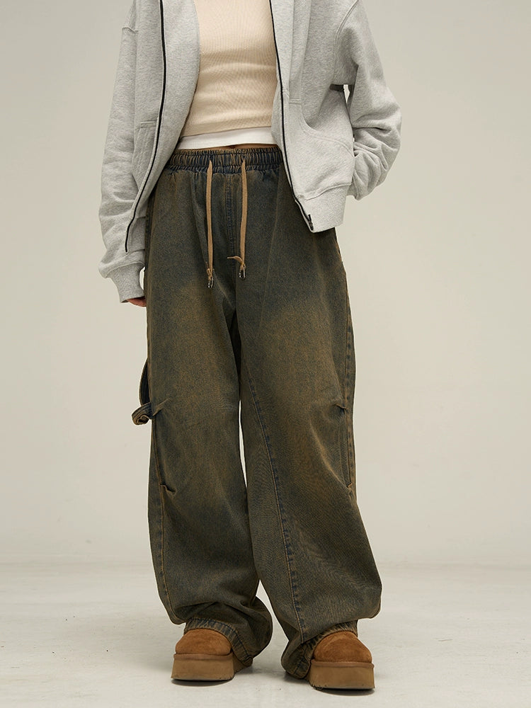 LOOSE DRAWSTRING DENIM PANTS