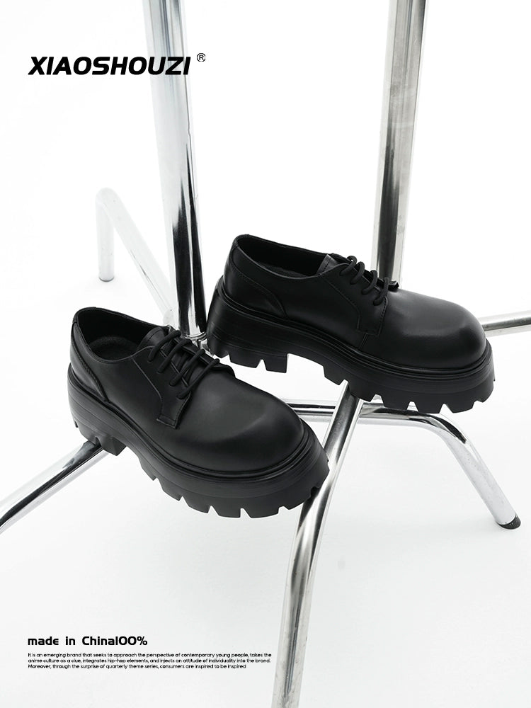 Round Toe Platform Leather Shoes