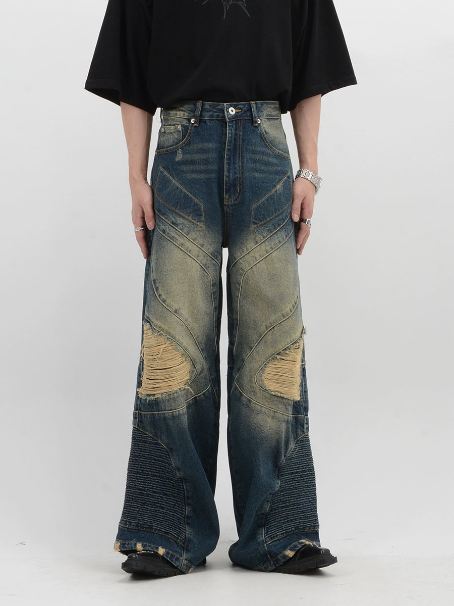 Vintage Washed Damage Denim Pants