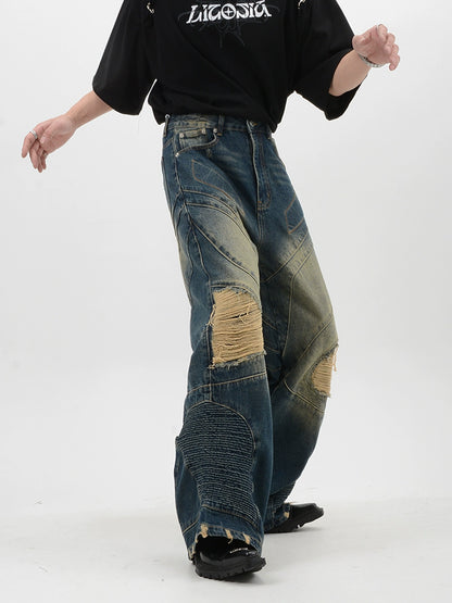 Vintage Washed Damage Denim Pants