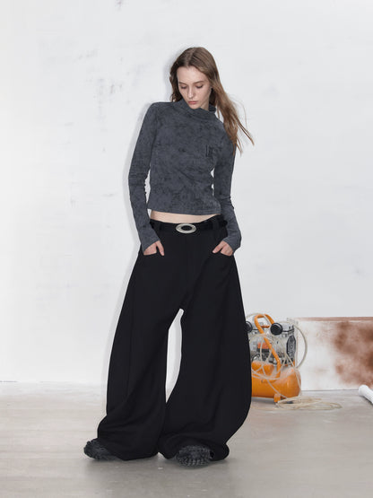 Curved Wide Casual Pants