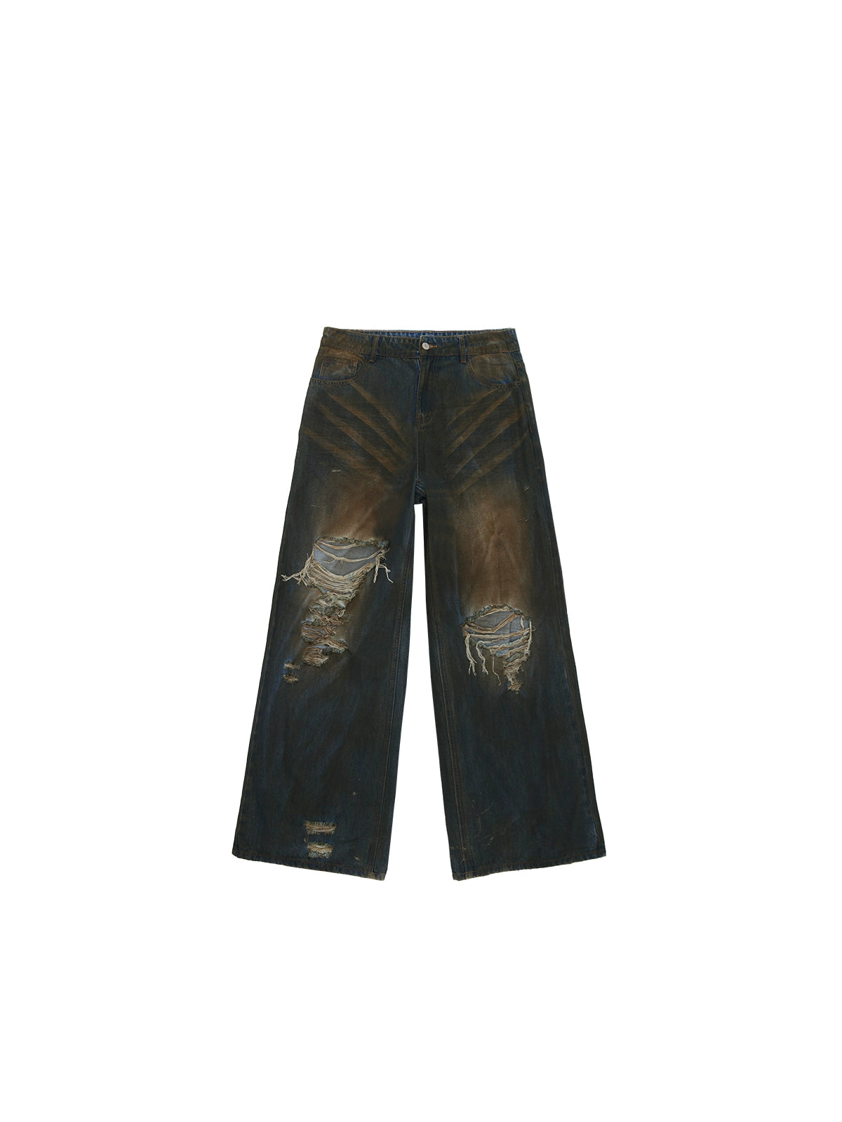 Dirty Damaged Wide Denim Pants