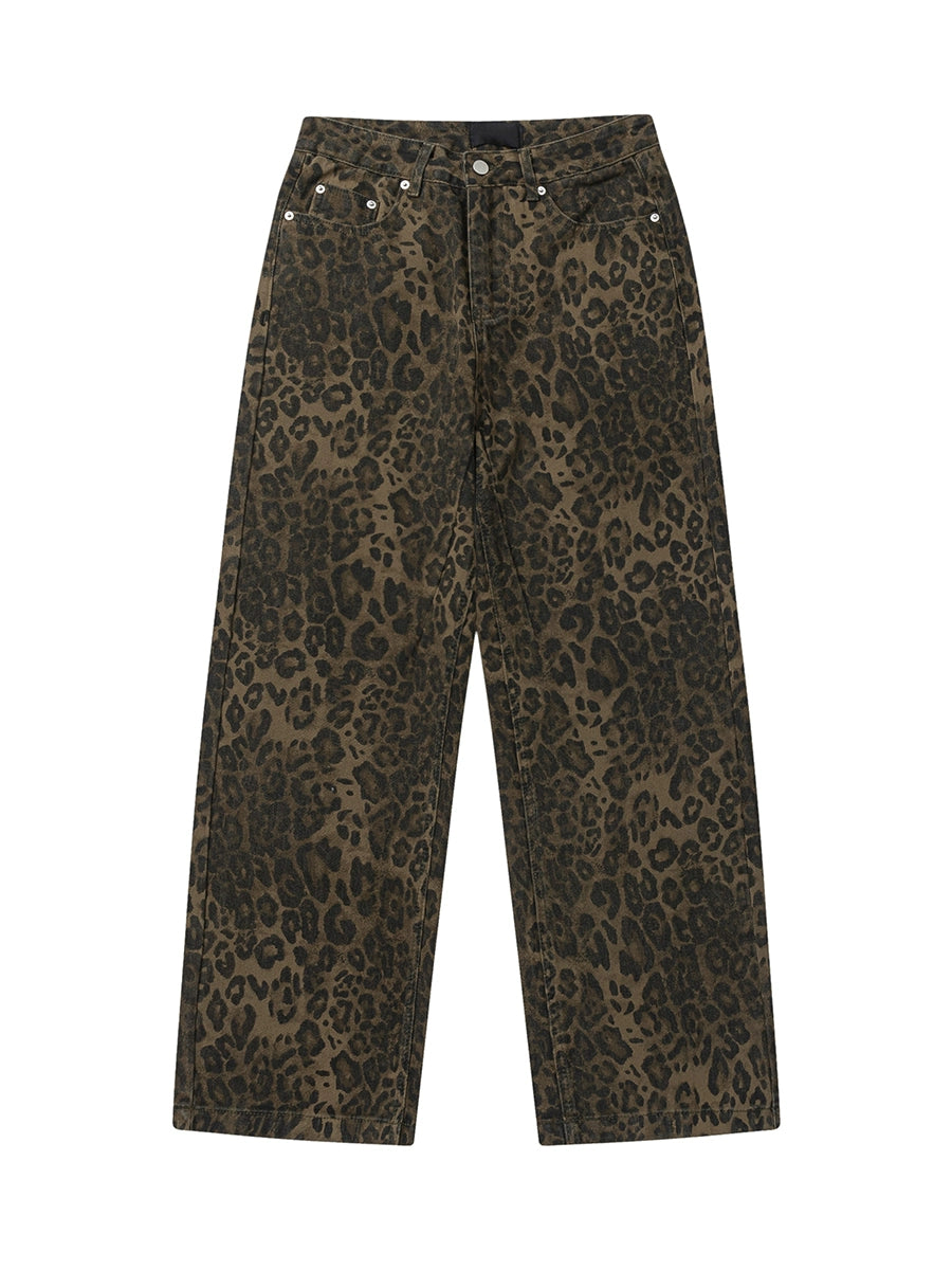 Leopard Loose Denim Pants