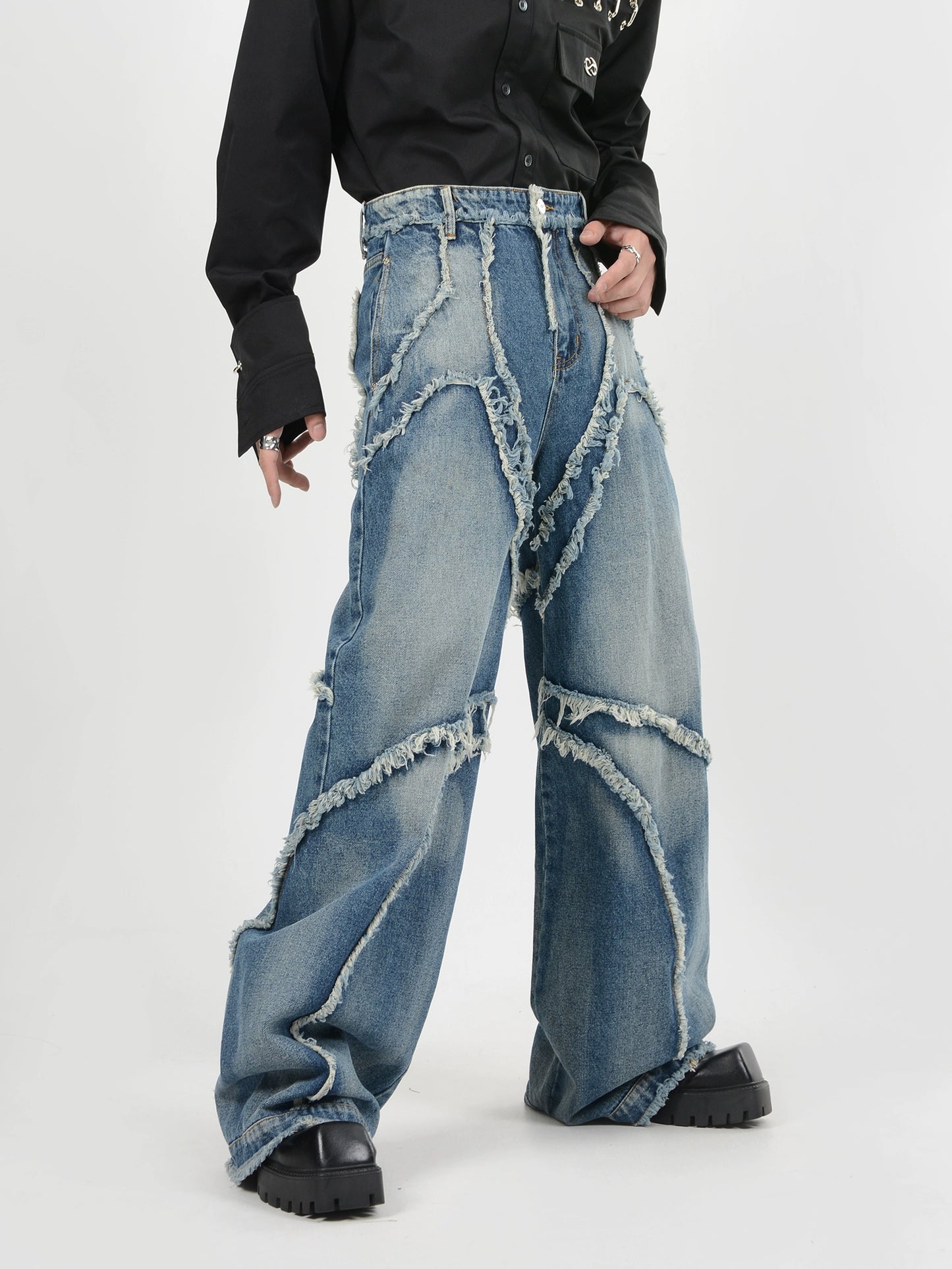 Loose Fringe Wide Leg Denim Pants